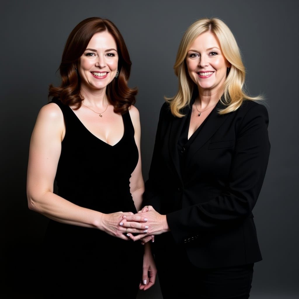 Professional Studio Portrait of Two Smiling Women