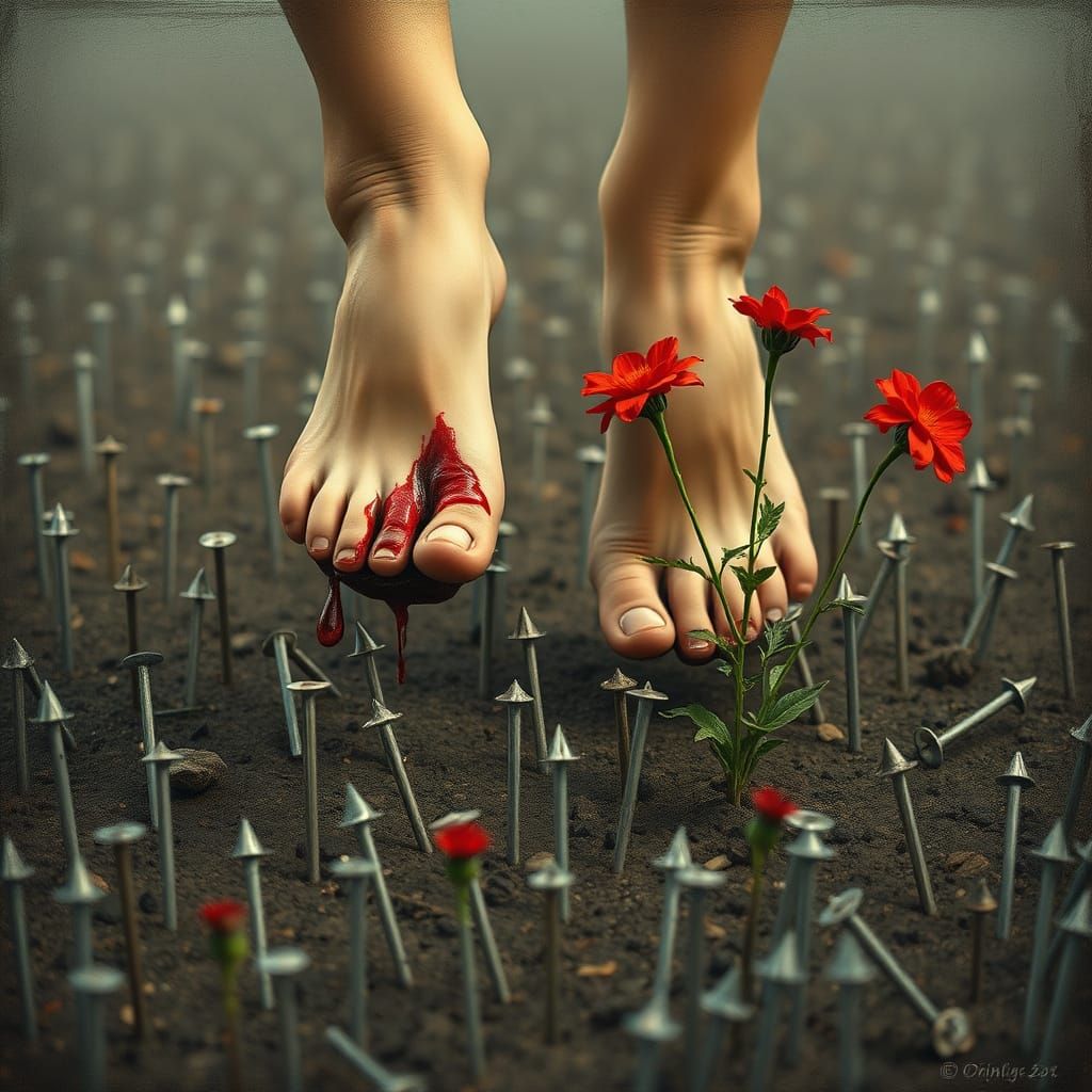 Symbolic Artwork of Resilience and Renewal in a Garden of Th...