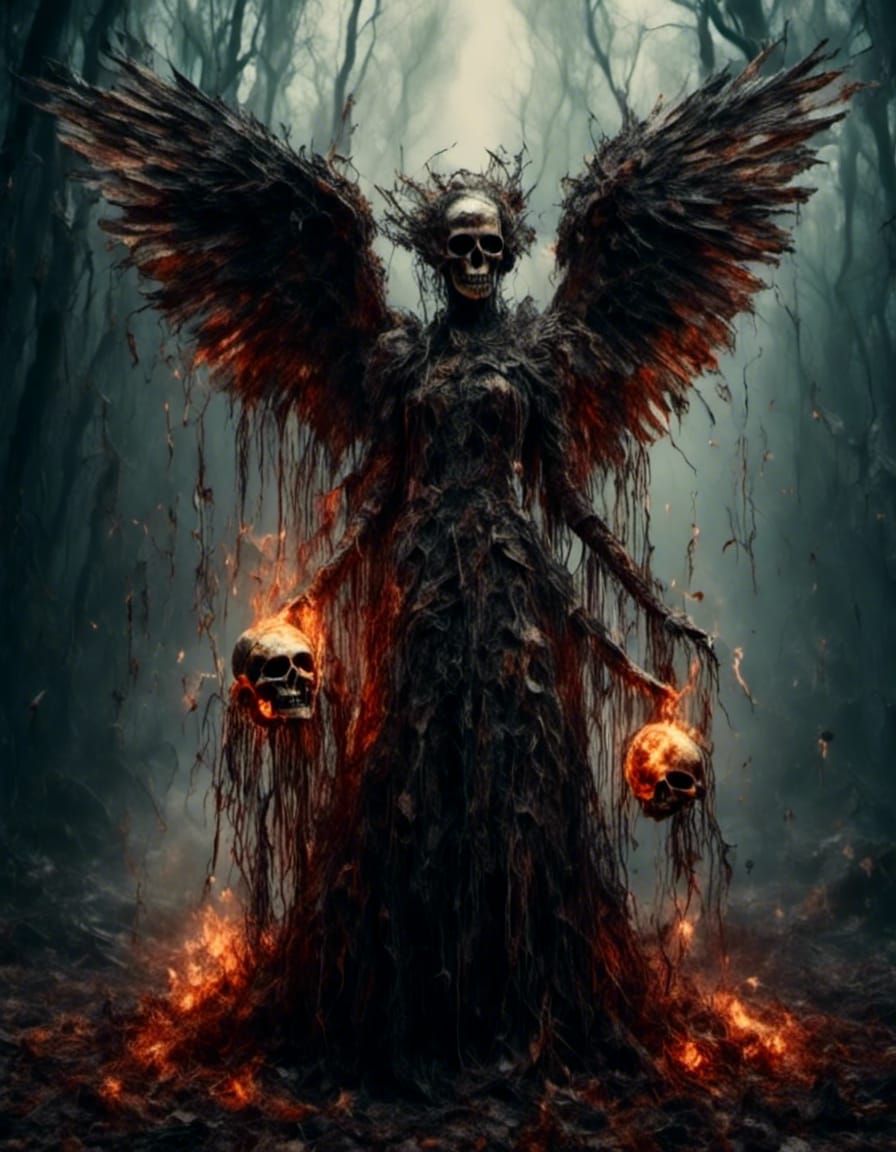 Angel with Flaming Skull: Dark Fantasy Realism