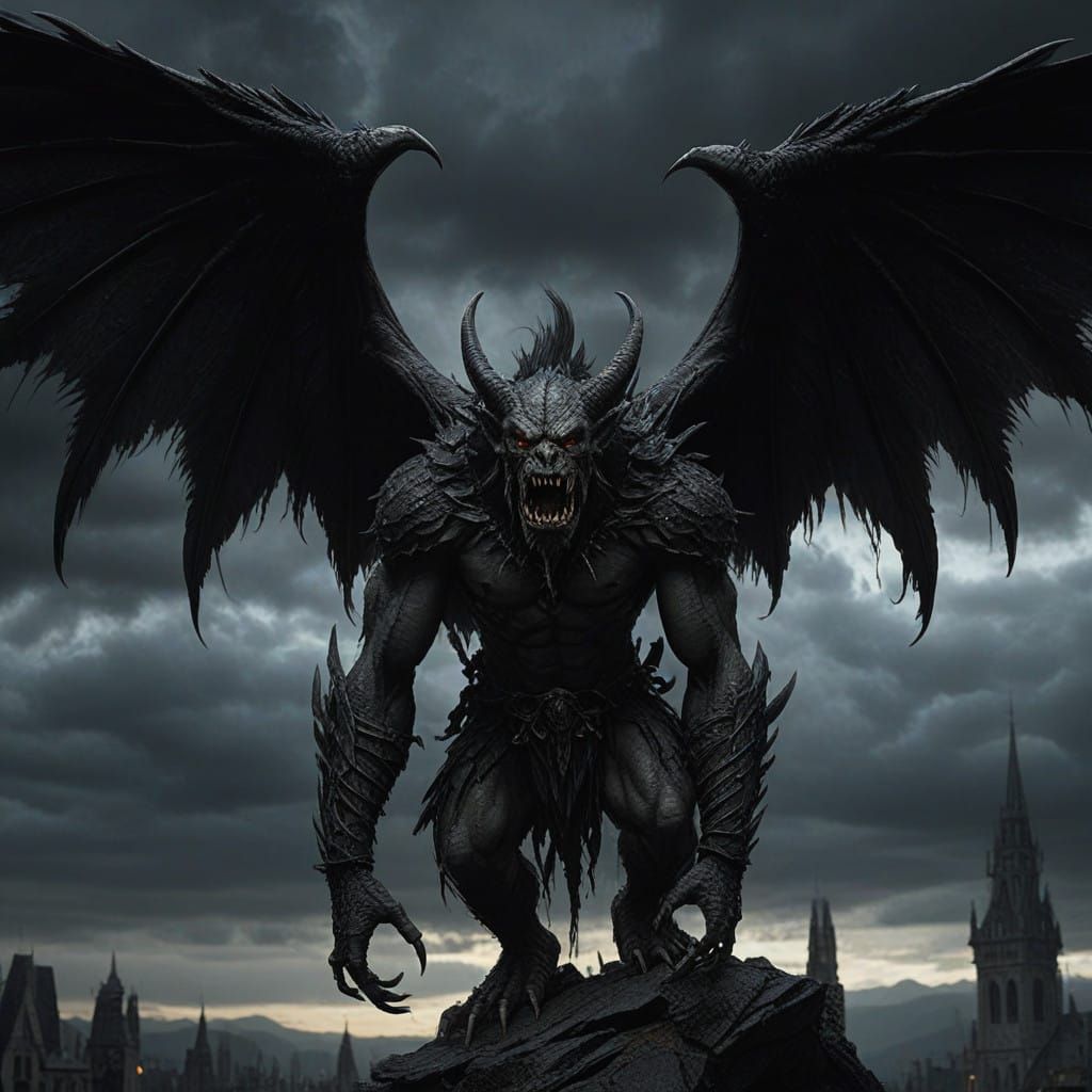 Dark Fantasy Harpy with Orcish Features