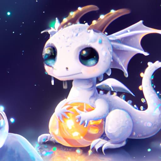 Adorable Baby Diamond Dragon in Digital Illustration