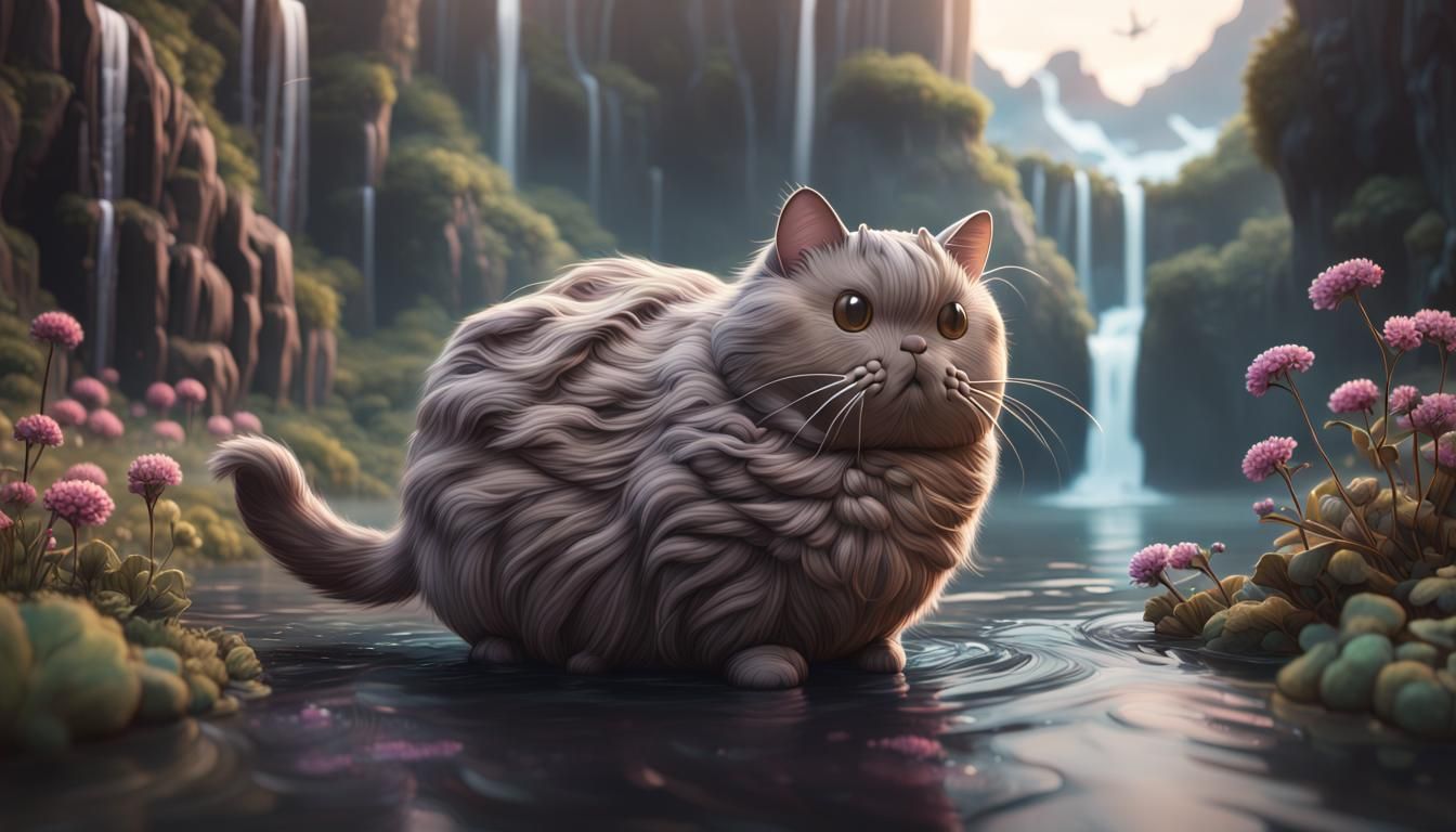 Fantastical Pusheen Matte Painting in Deep Color