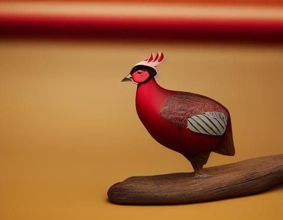 Stylized Pheasant: Yoruba Wood Carving on Velvet