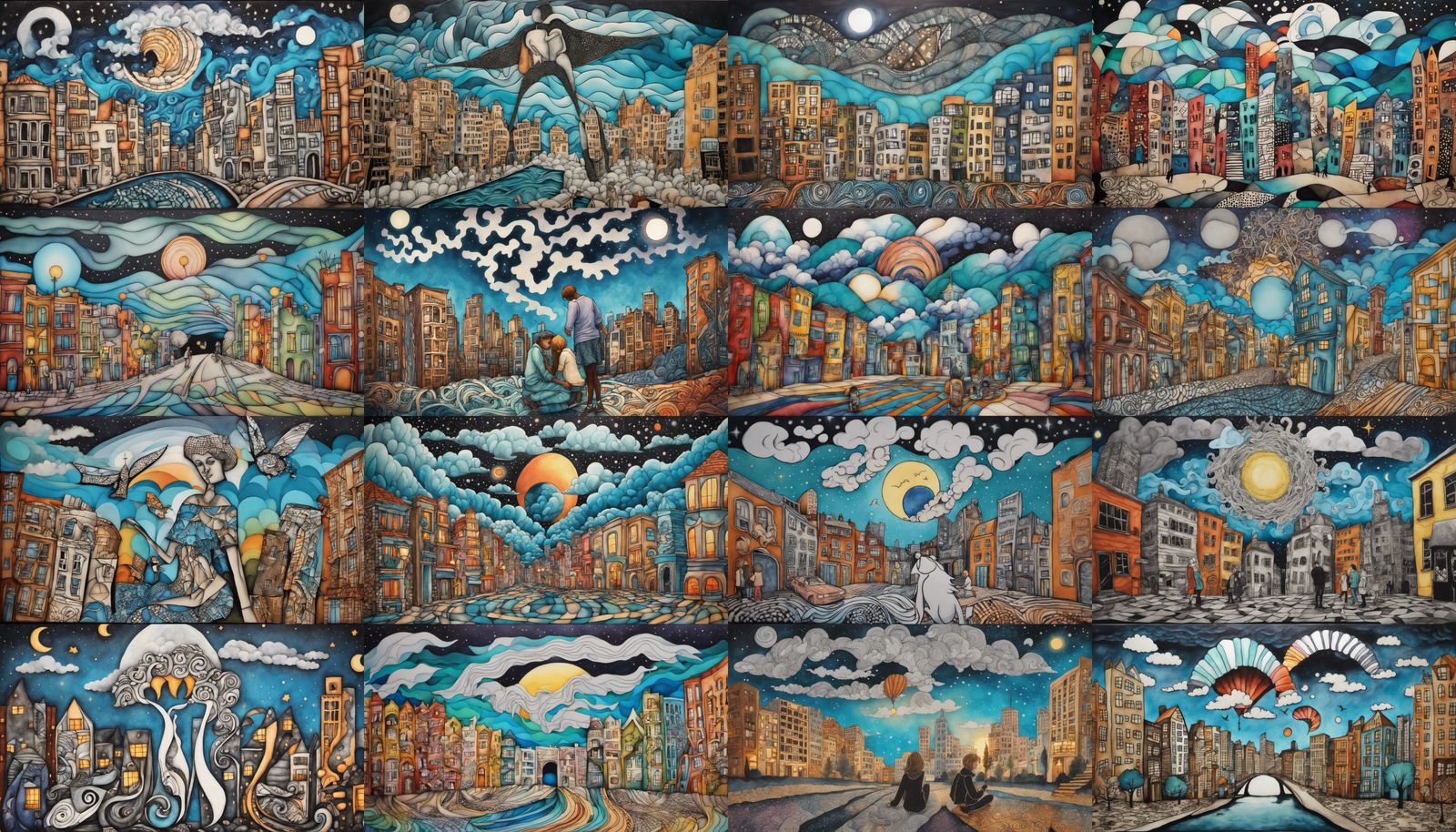 Friends in the City: Quantum Zentangle at Night