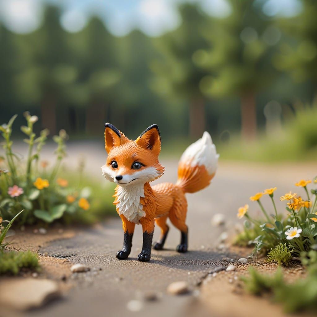Adorable Miniature Whimsical Foxtrot in Tilt-Shift