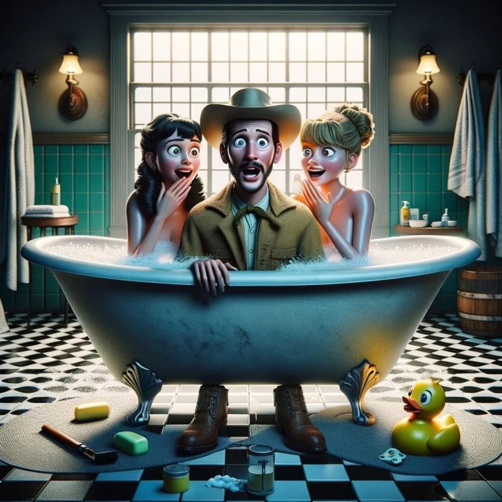 Animated Movie Poster: Three's a Crowd in the Tub