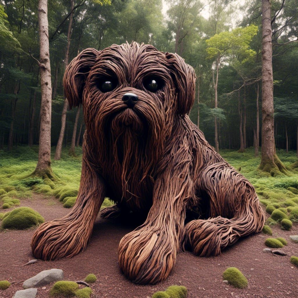 Grumpy Dog with Fuzzy Bark Texture