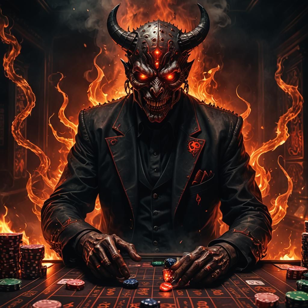 Evil Devil Card Dealer in Hellish Casino