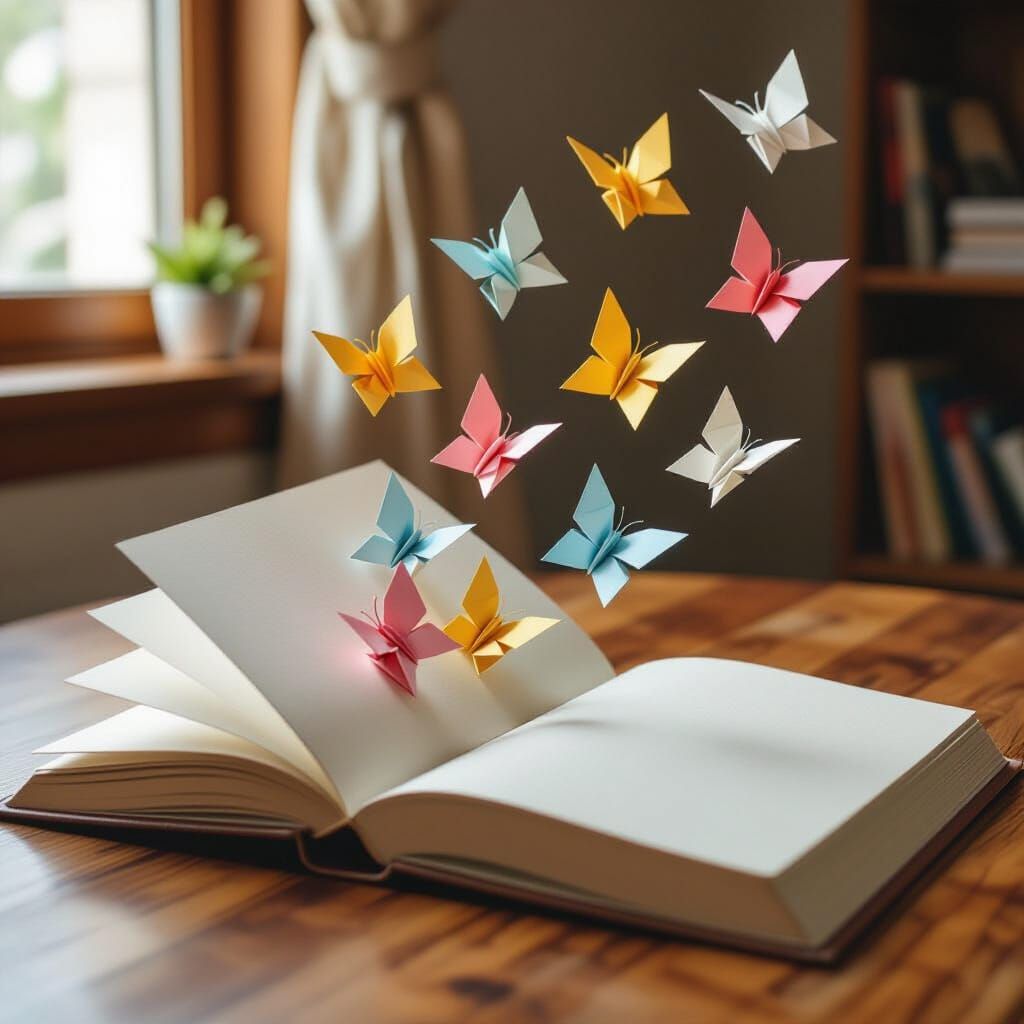 Origami Butterflies Fly From Open Sketchbook