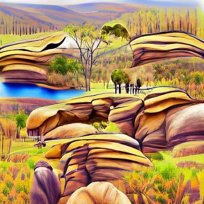 Yellowstone National Park: Vintage Digital Illustration