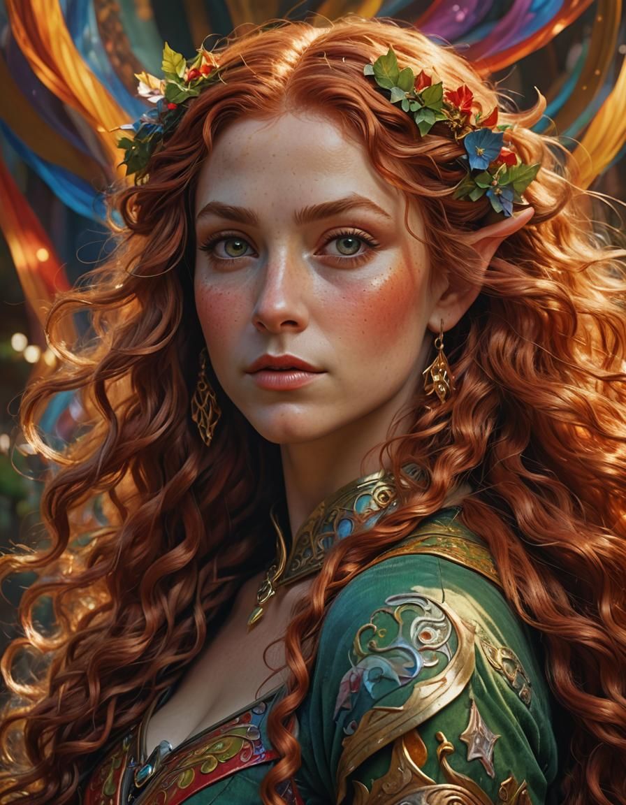 Voluptuous Elf Portrait with Dynamic Lighting