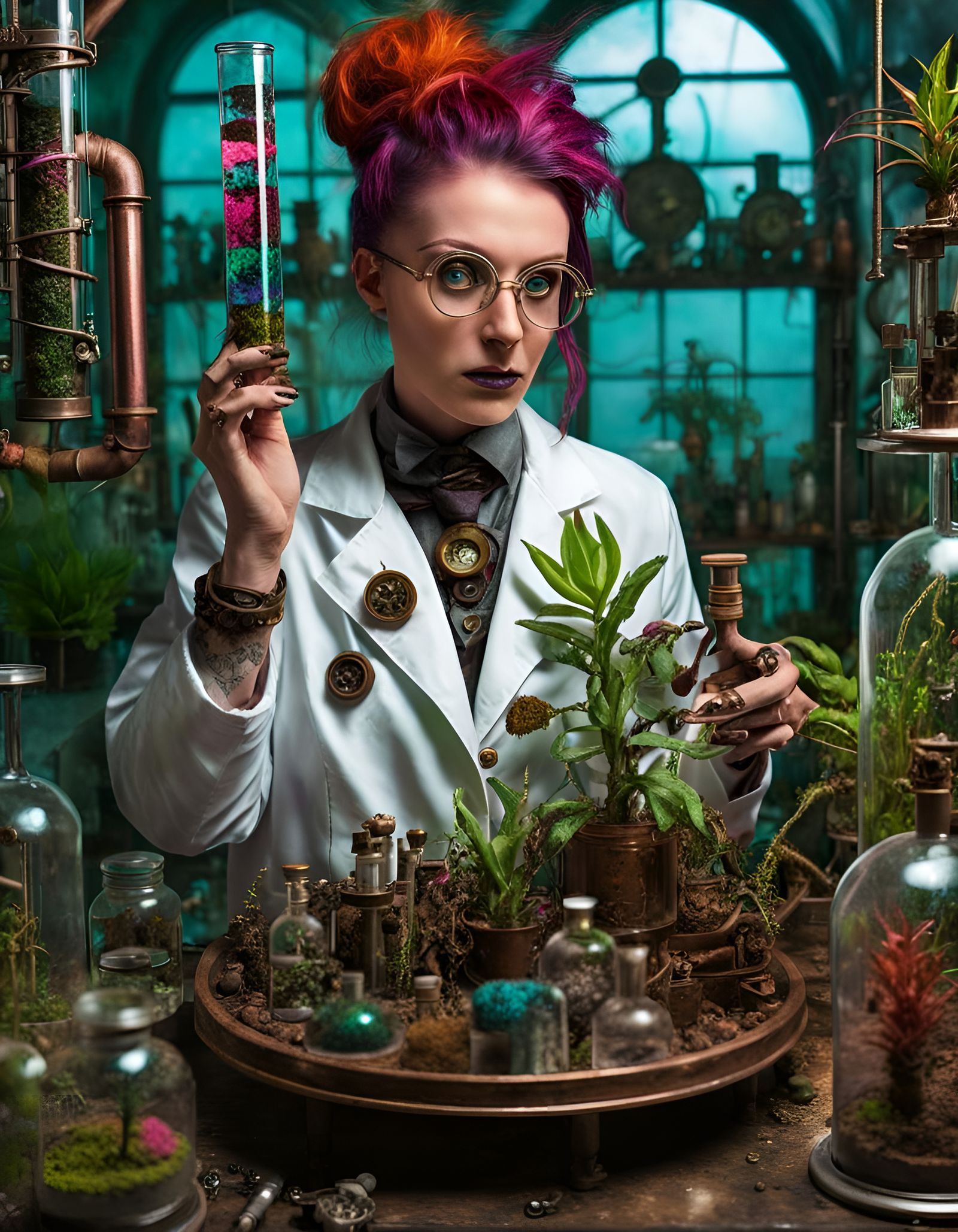 Steampunk Plant Biologist in a Goblincore Lab