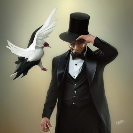 Magician Conjuring Dove: Hyperdetailed Portrait