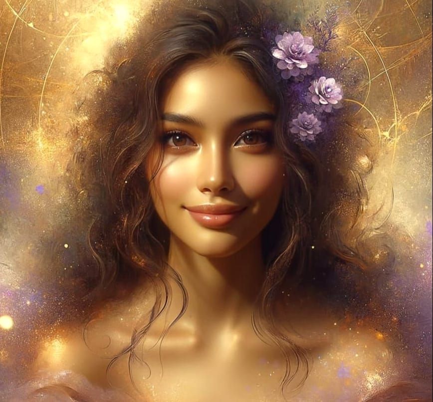 Angelic South Asian Woman in Golden Mist