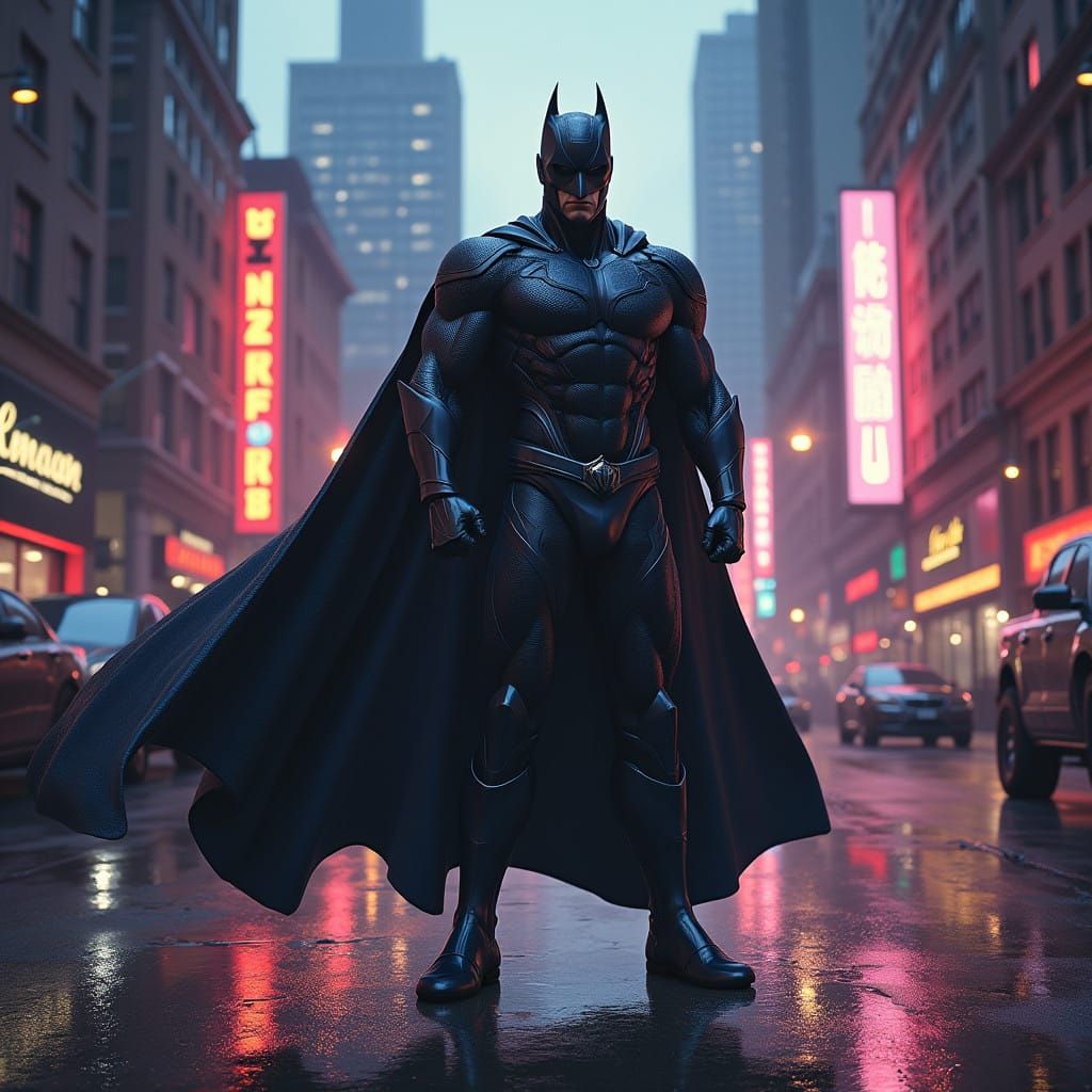 Hyperrealistic Superhero Wonderman in Metallic Suit