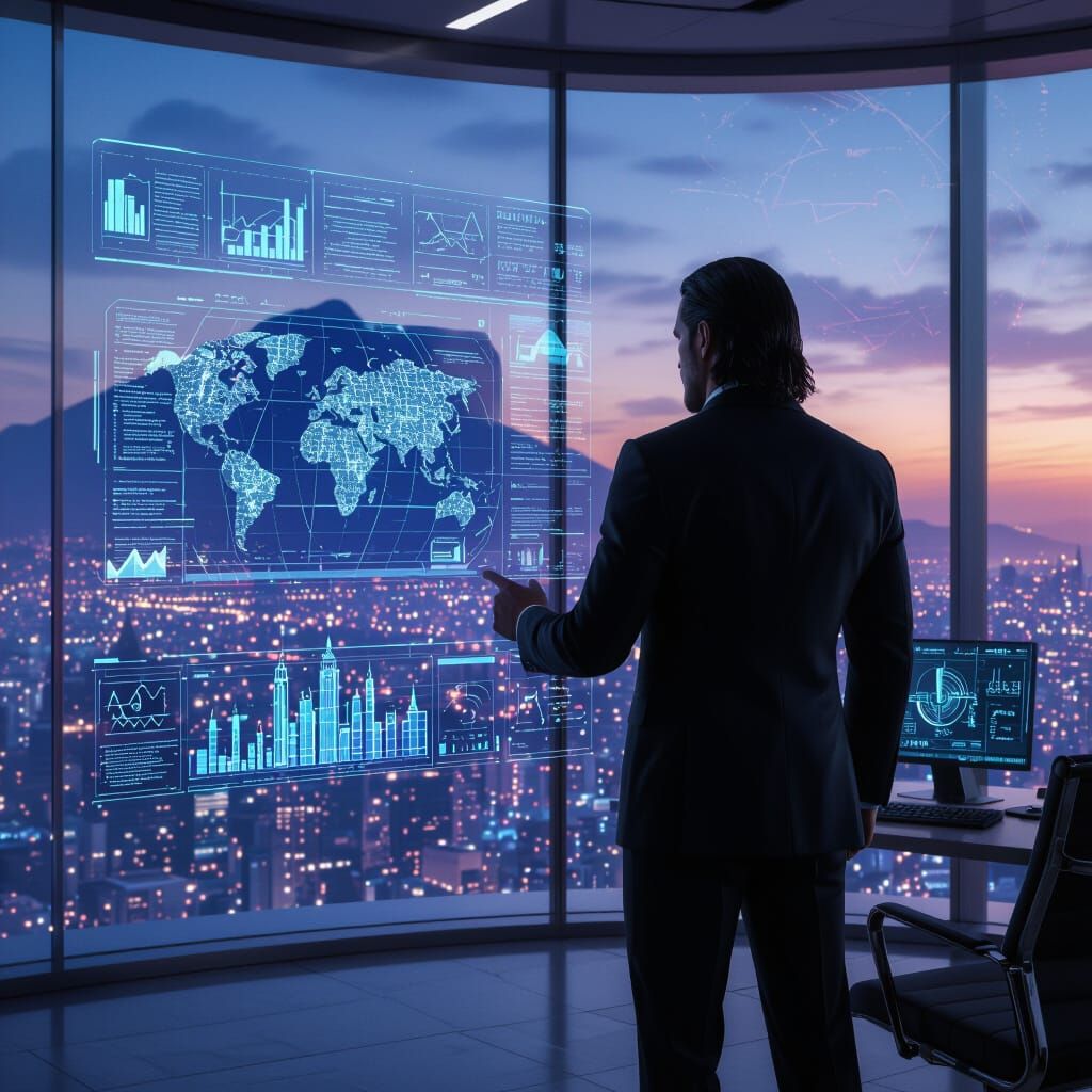 Ares: God of War as Tech Mogul in Dystopian Cityscape