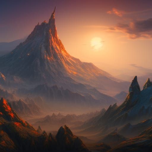 Mount Olympus Dawn: Detailed Matte Painting