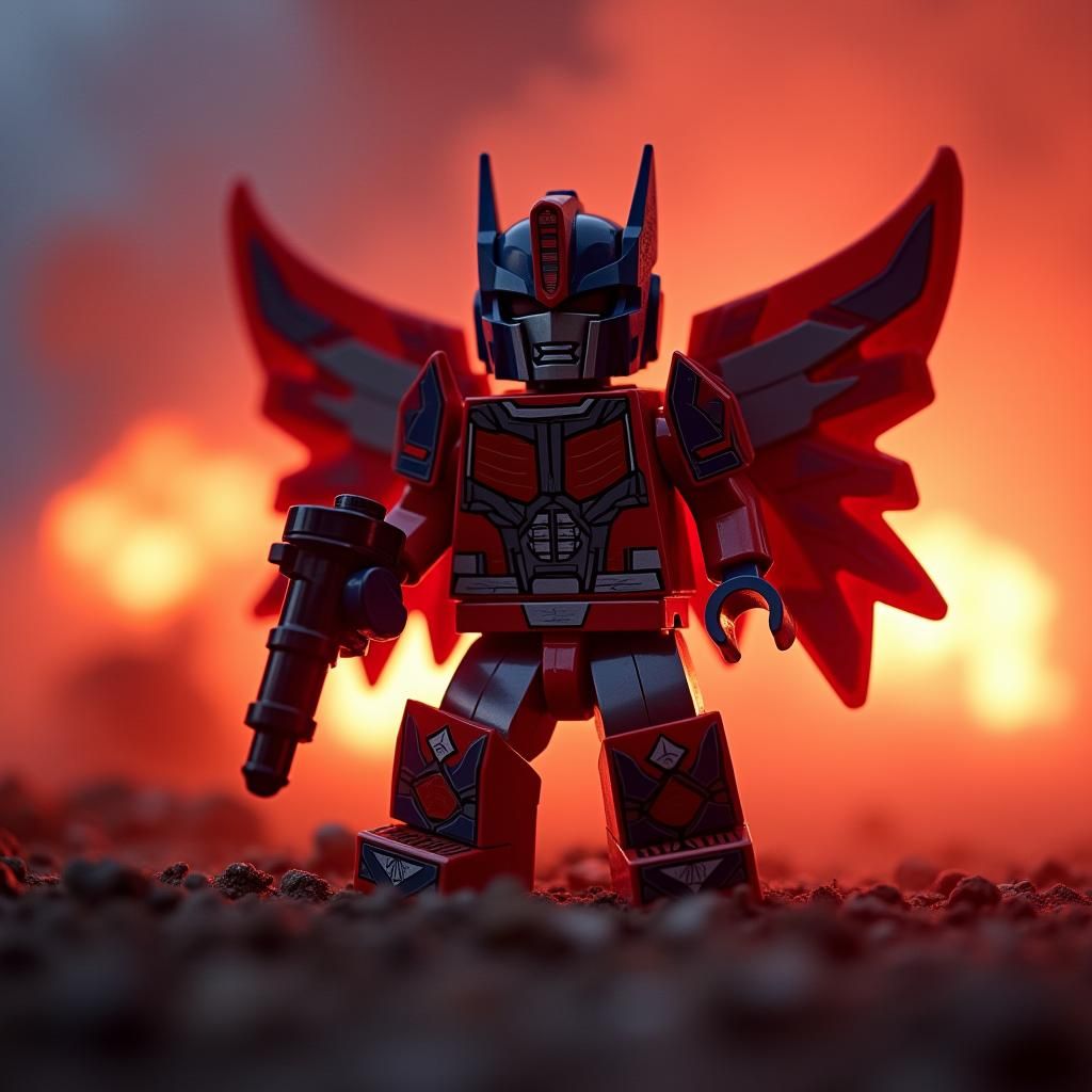 Starscream as Lego Minifigure in Cinematic Style