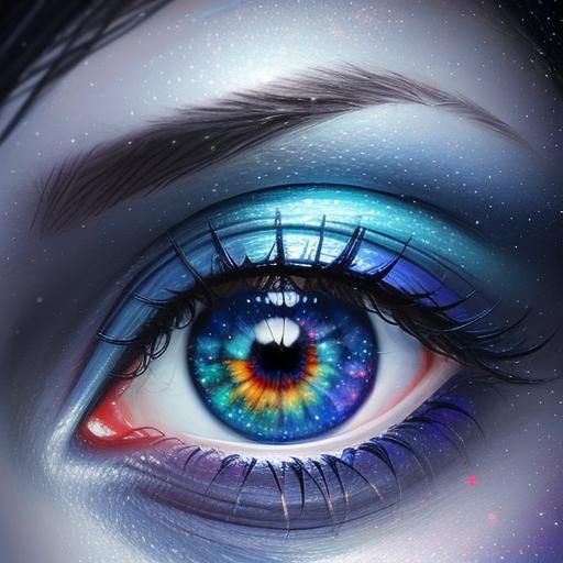 Galaxy Eye in Winter: Hyperrealistic Splash Art