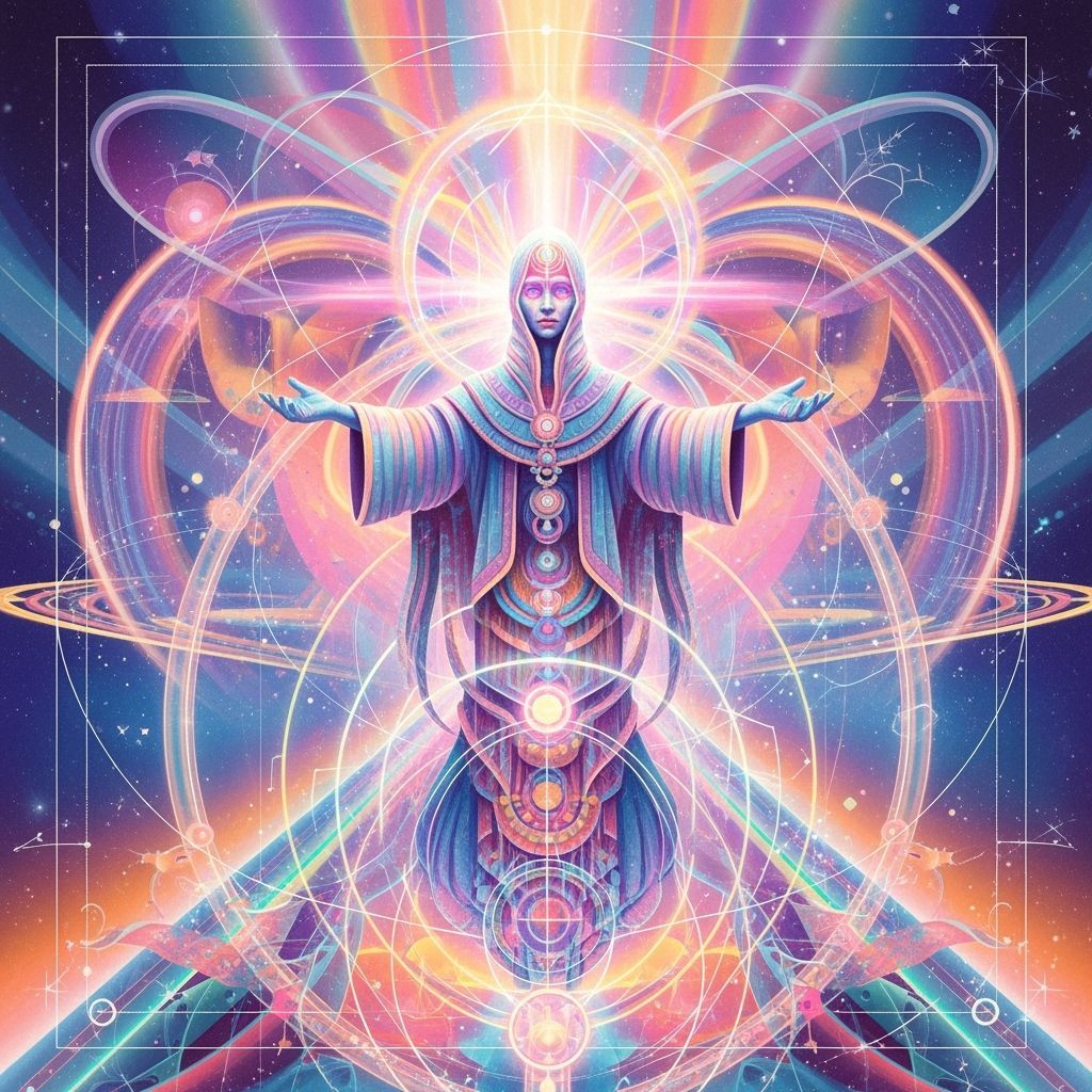 Luminous Huba Ku: Cosmic Being in Psychedelic Art