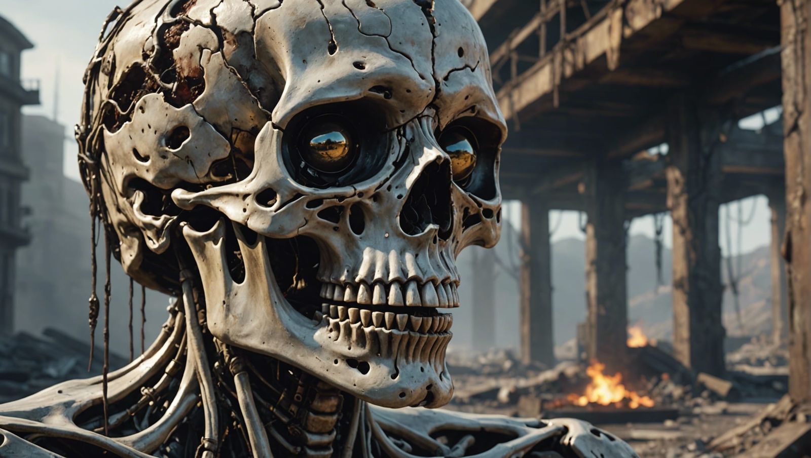 Melting Skeleton Face in Surrealist Style