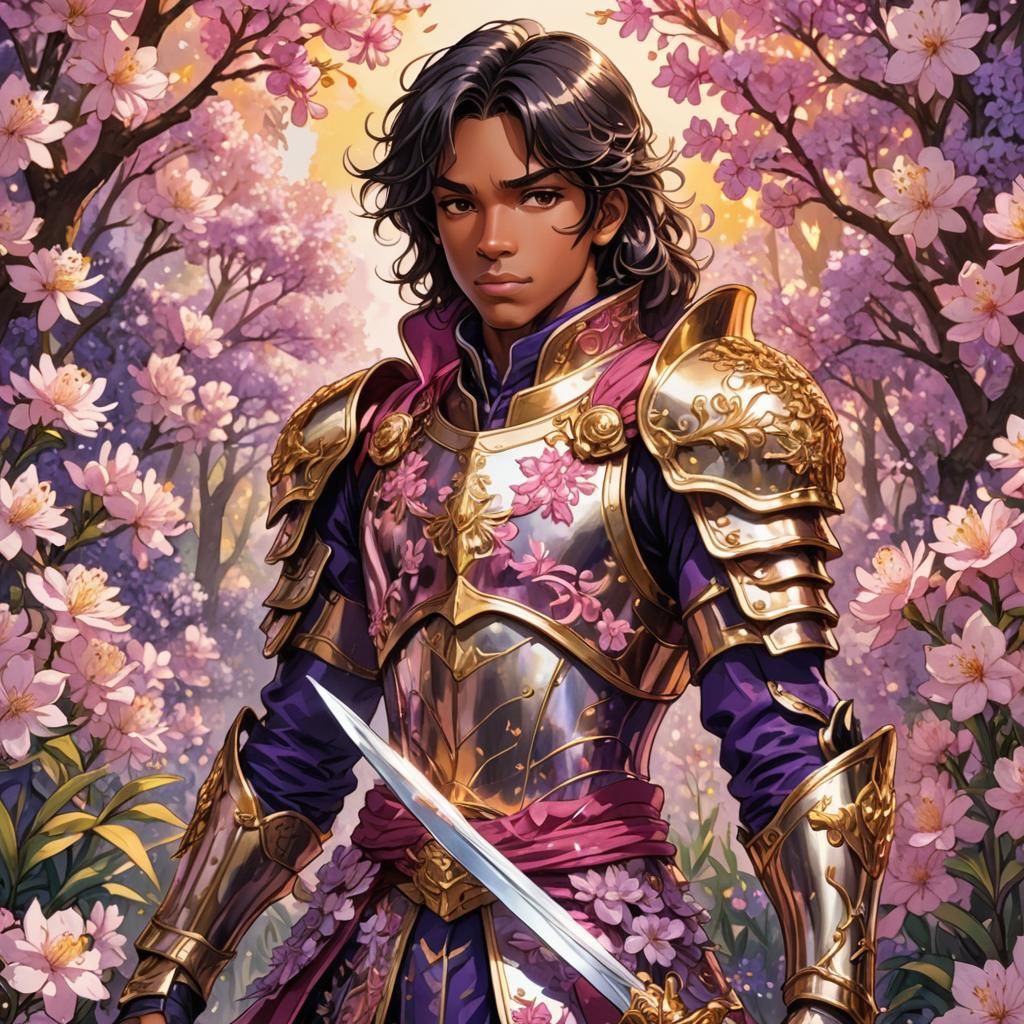 Prince Oleander in Blooming Fantasy Anime Style