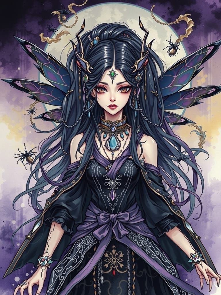 Dark Magic Fairy with Spider Silk Wings