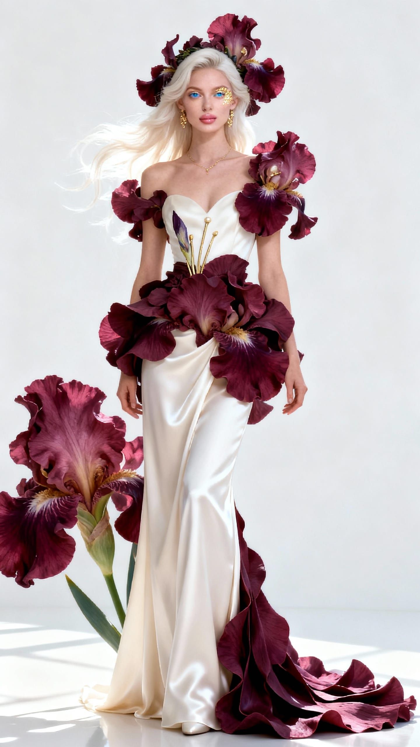 Avant-Garde Fashion Portrait: Iris-Inspired Couture