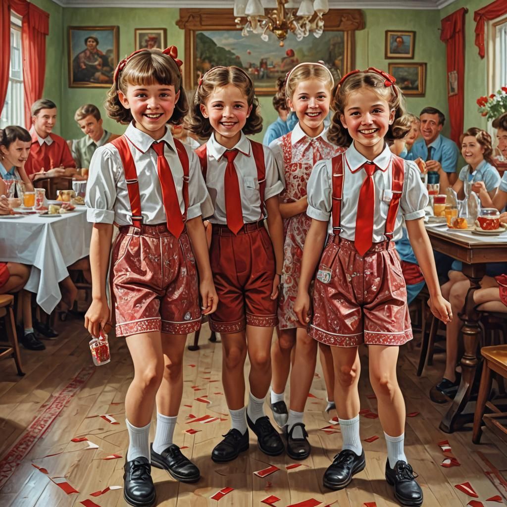 USSR Young Pioneers in Candy Art Style