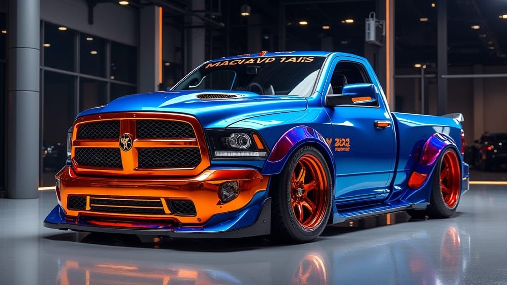 Hyperrealistic Concept Pickup Truck in Showroom