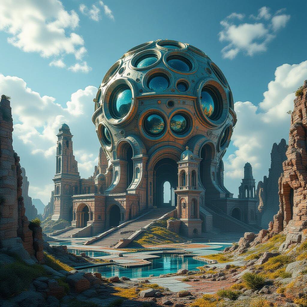 Surreal Sci-Fi Ruins with Fractal Architecture
