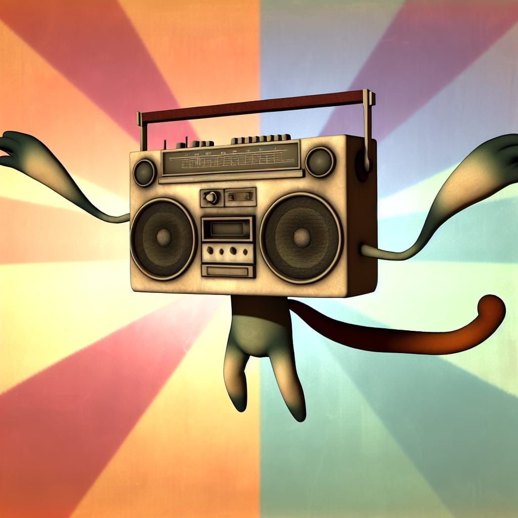Boom Box Character with Cat Tail in 3D Animation