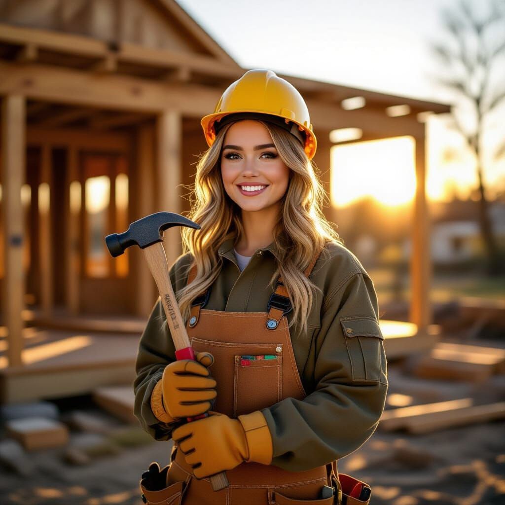Sabrina Carpenter Construction Worker at Golden Hour