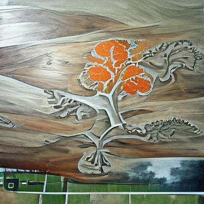 Detailed Painting of Orangefield Oak Tree