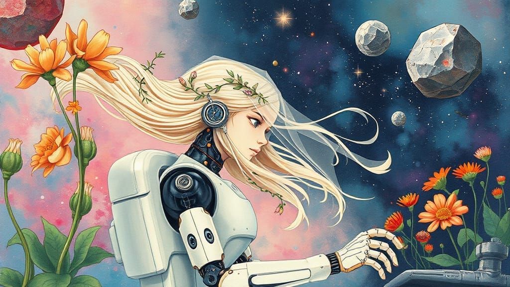 Whimsical Starship Pilot in a Nebula