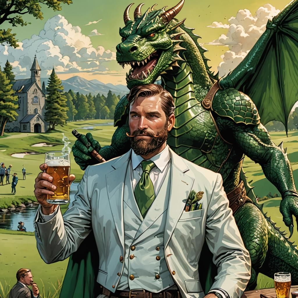 St. George and Dragon Celebrate on Golf Course