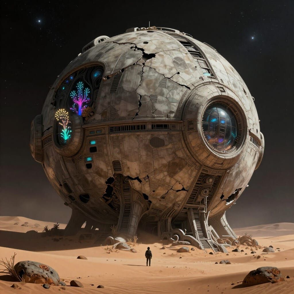 Colossal Ancient Spaceship Half-Buried on Alien Planet