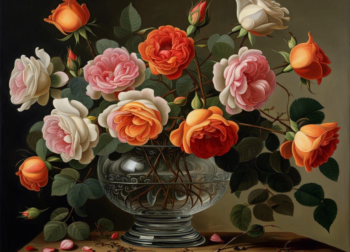 Roses in Vase: Flemish Still Life Painting