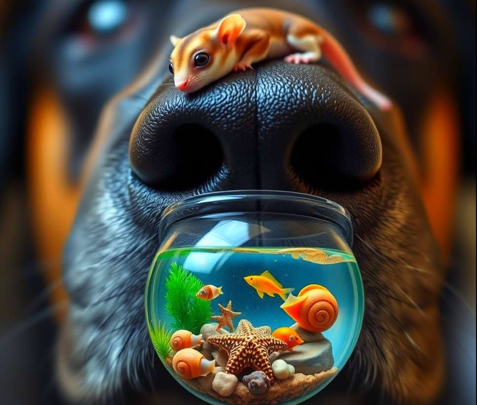 Sugar Glider Amidst Delicate Aquarium Marvel