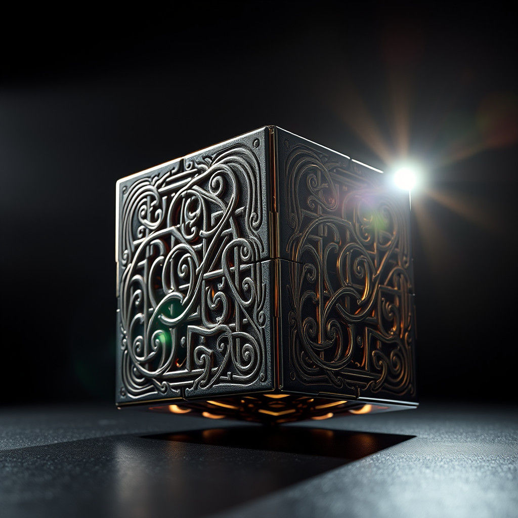 Intricate Rubik's Cube in Hyperrealistic Style