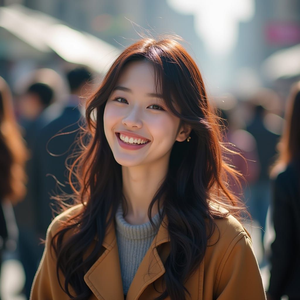 Korean Actress Filming Drama with Dynamic Lighting