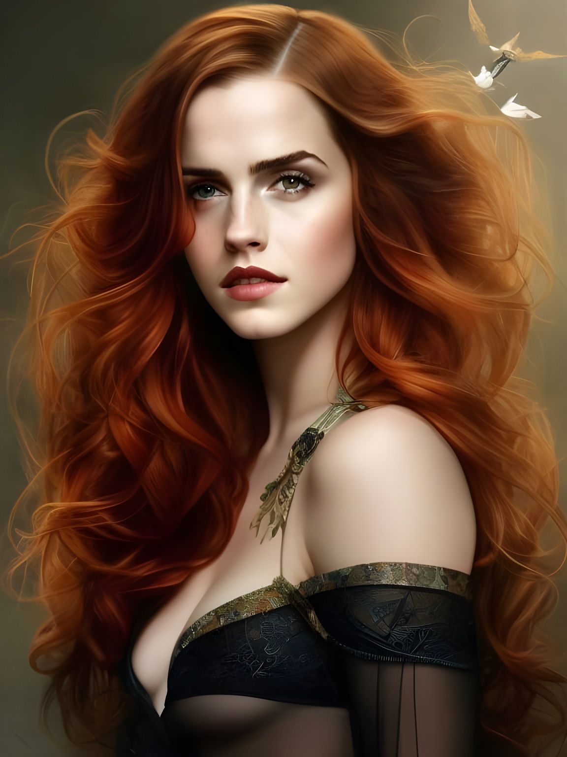 Redhead Goddess Portrait in Hyperrealistic Fantasy Art