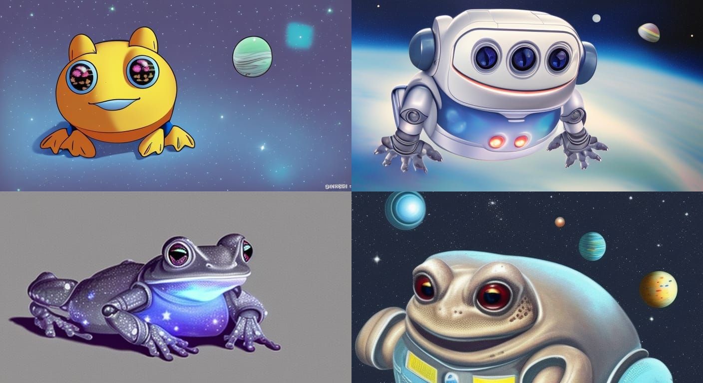 Robot Toad in Space: Cute Realistic Sci-Fi Art