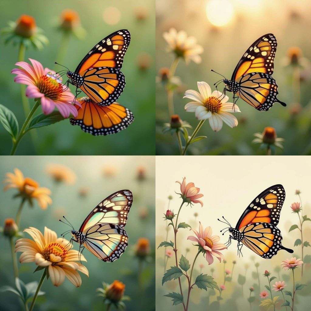 Confused Butterfly Observes a Wilted Flower