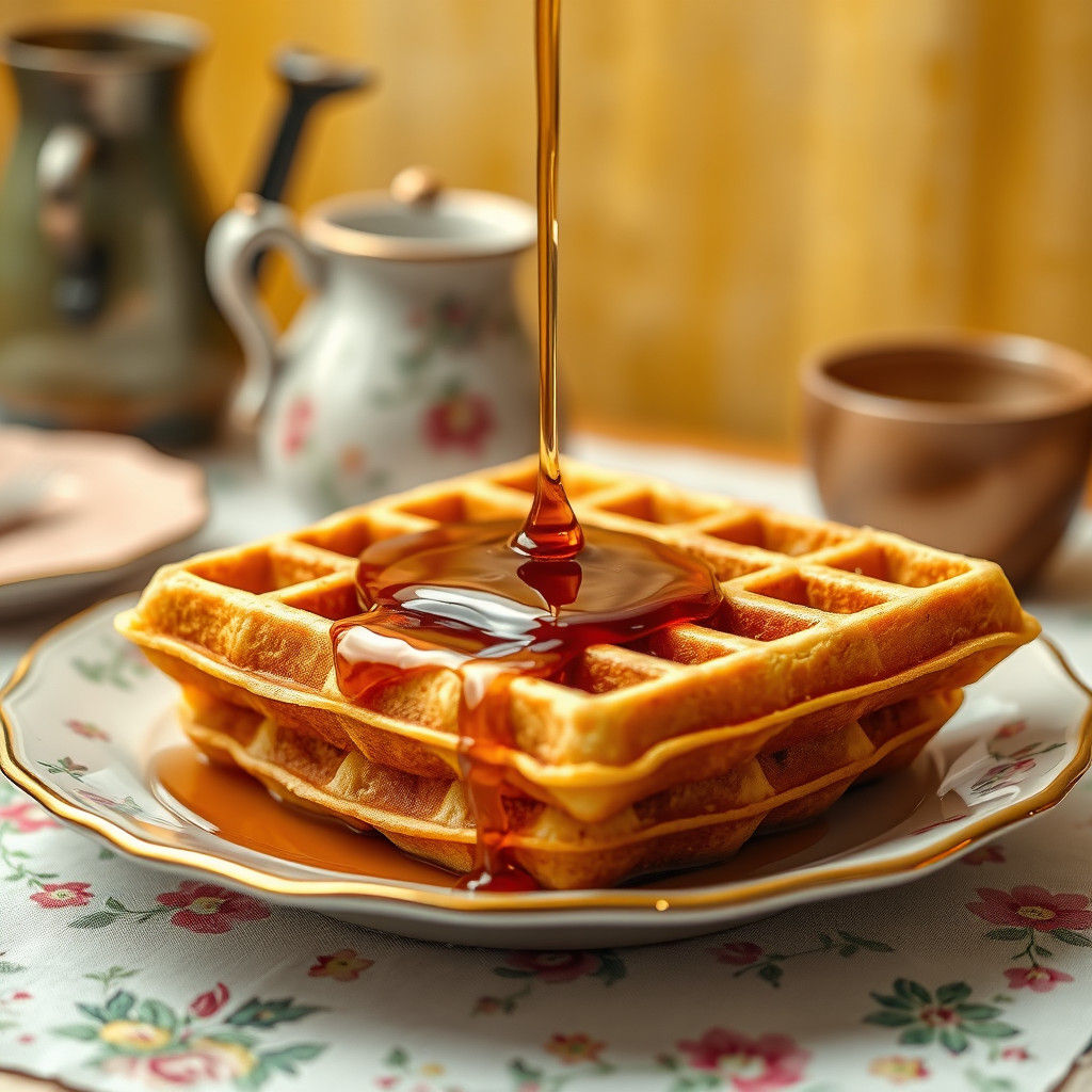 Waffle with Syrup in Storybook Style