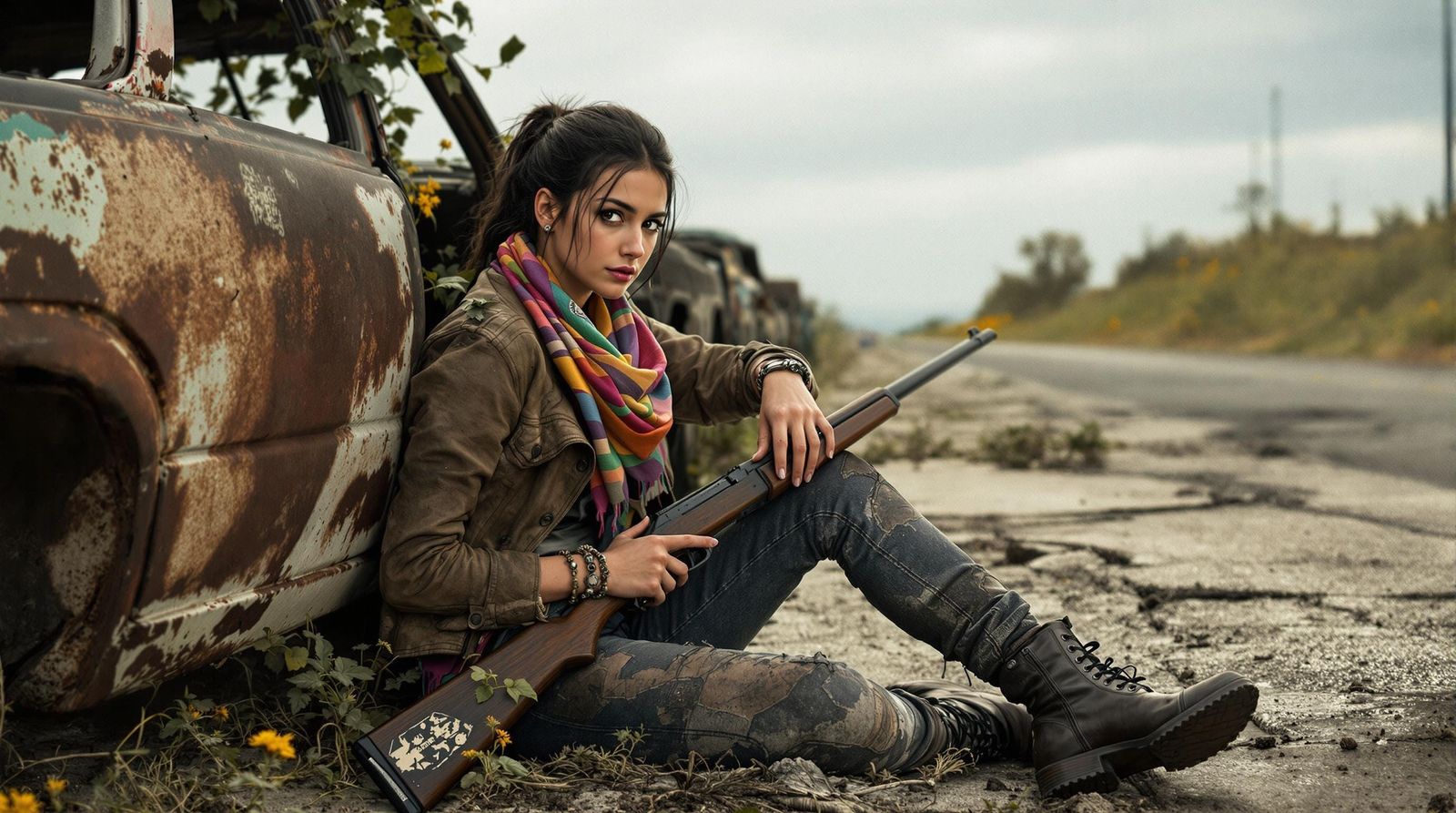 Post-Apocalyptic Survivor in Desolate World