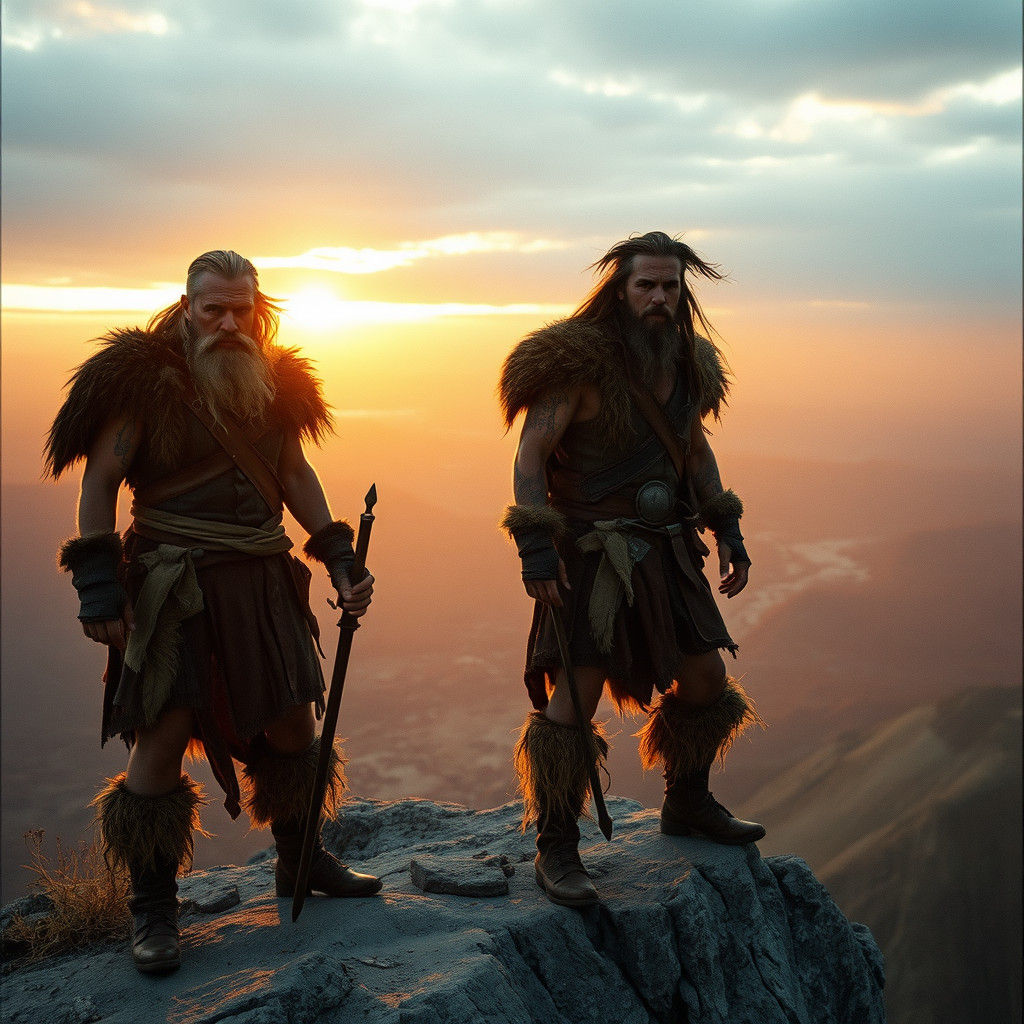 Epic Viking Warriors Overlook Battle Landscape