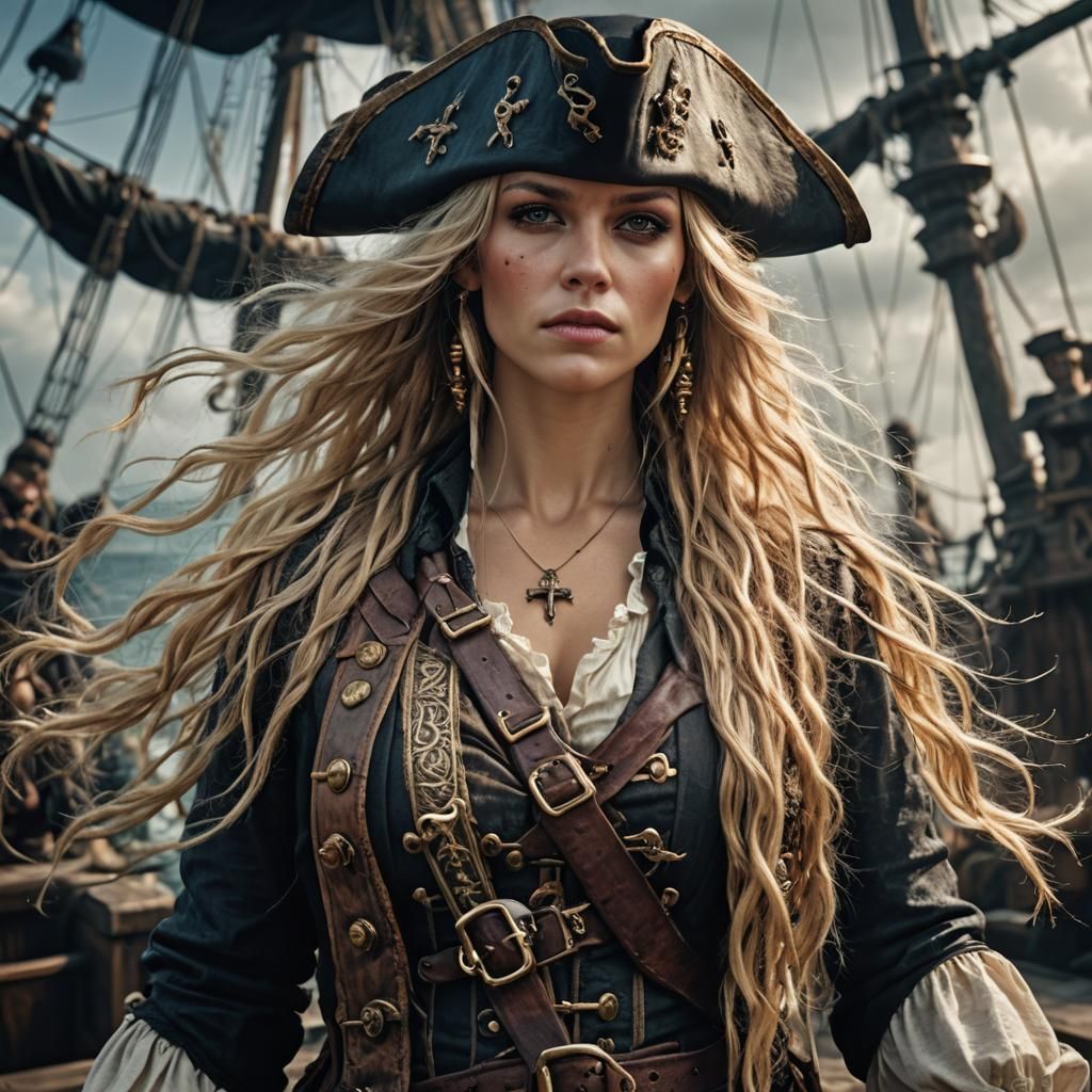 Long haired Blonde female Pirate
