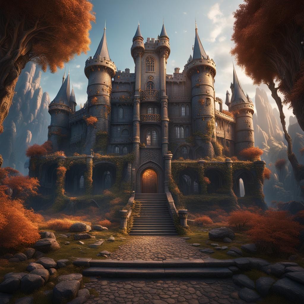 Detailed Matte Painting of a Modern Castle