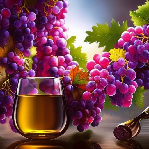 Cyberpunk Wine Still Life: Digital Illustration in 8K